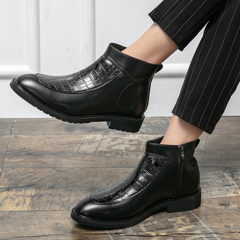 Roman Style Leather High Chelsea Boots