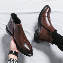 Cowhide Leather Pointed Premium Chelsea Boots