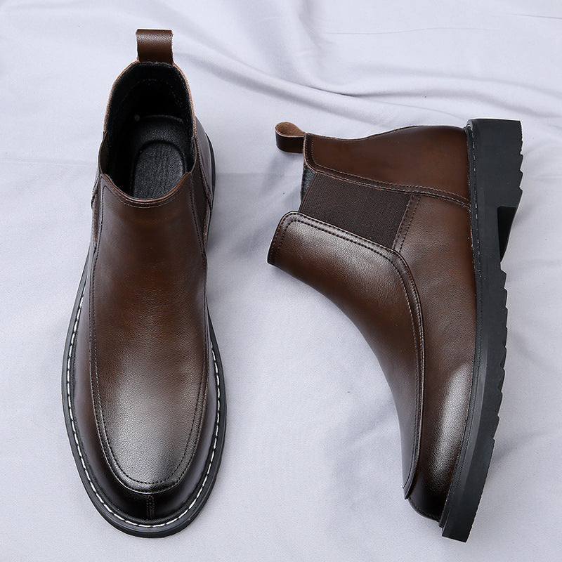 Genuine Leather Pointed British Chelsea Boots