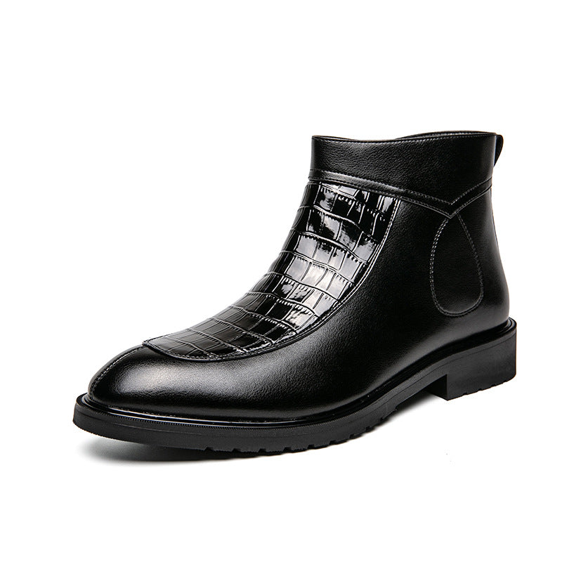 Roman Style Leather High Chelsea Boots